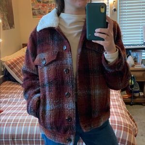 Plaid fuzzy jacket